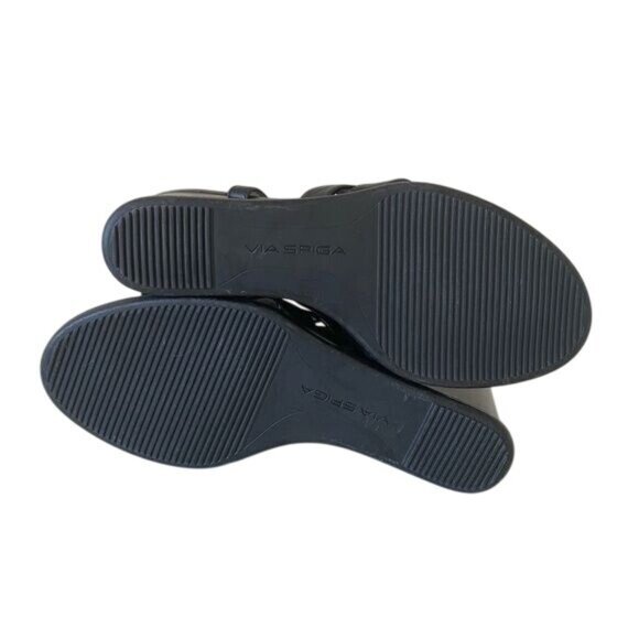 Via Spiga Womens Black Wedge Sandals Size 7 NWOB - Picture 7 of 9